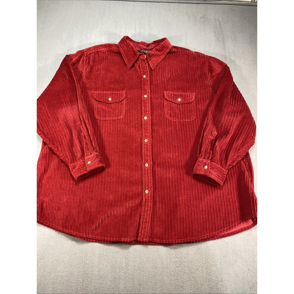 Eddie Bauer Mens Wales Chunky Corduroy Long Sleeve Button Down Overshirt‎ Red 4X